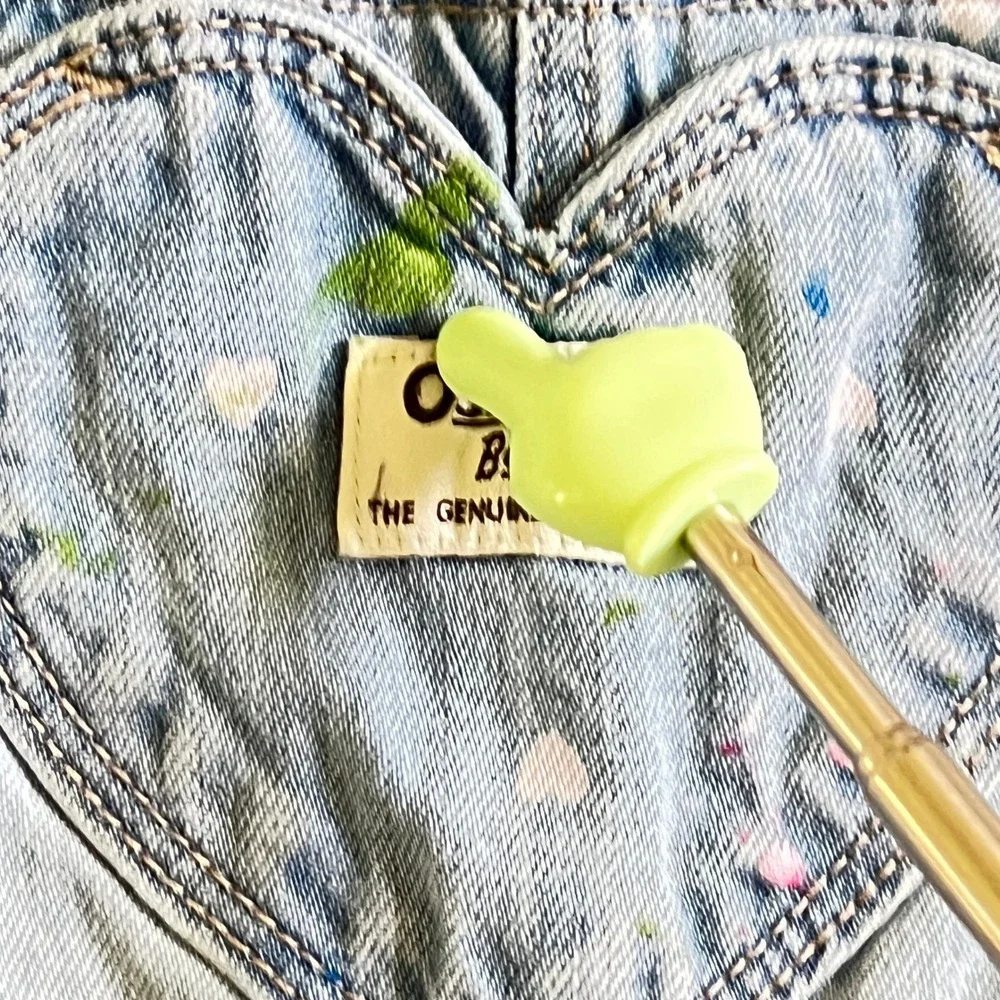 OshKosh Bgosh Toddler Girls 3T Heart Print Pocket Denim Overalls Blue Bibs Kids